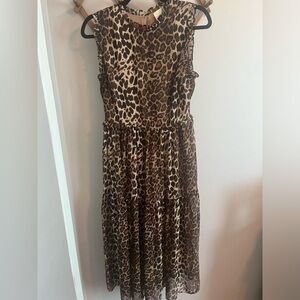 Everleigh tiered leopard midi dress fully lined and super cute